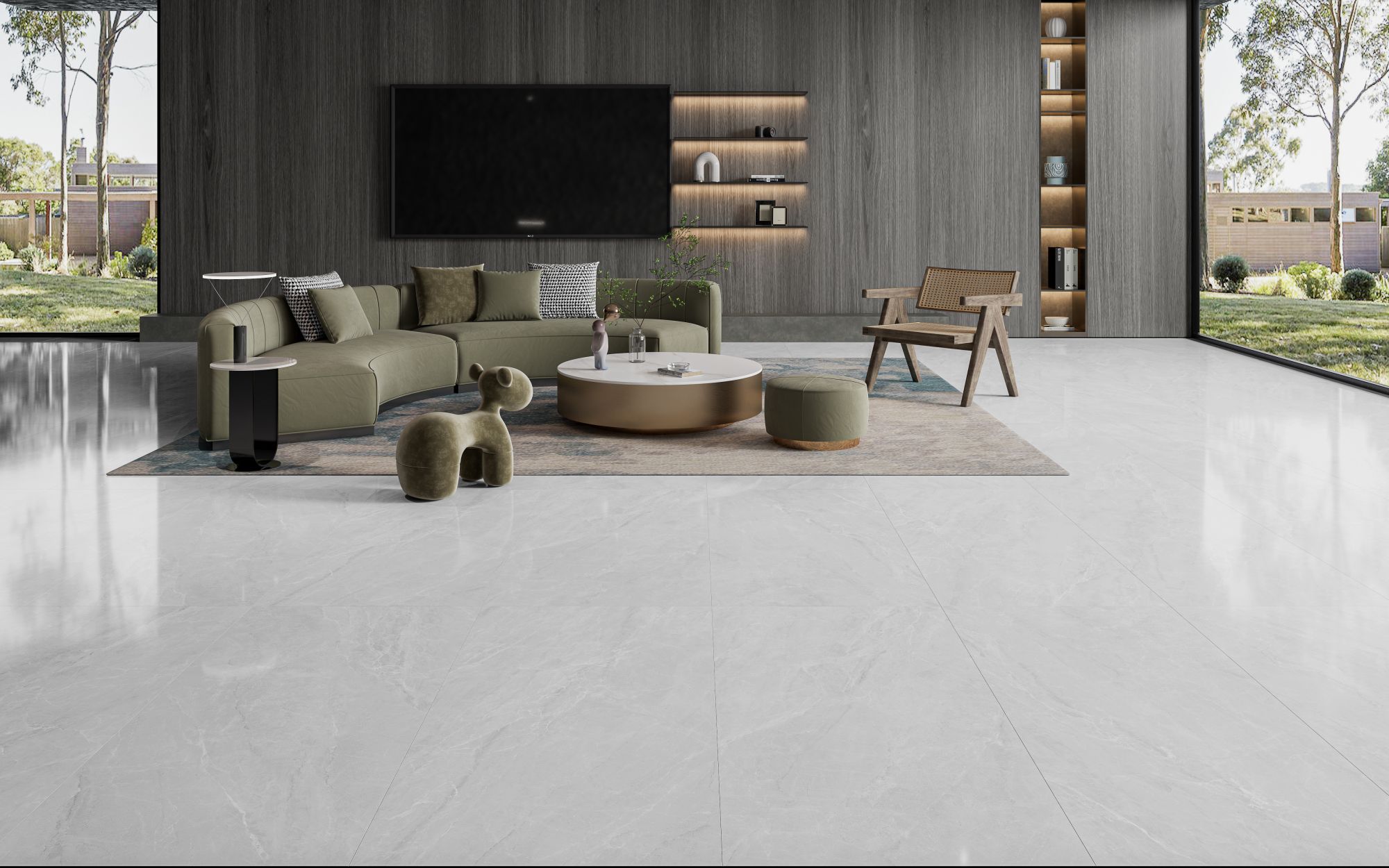 Bichner Light Gray-Glossy Porcelain Slab