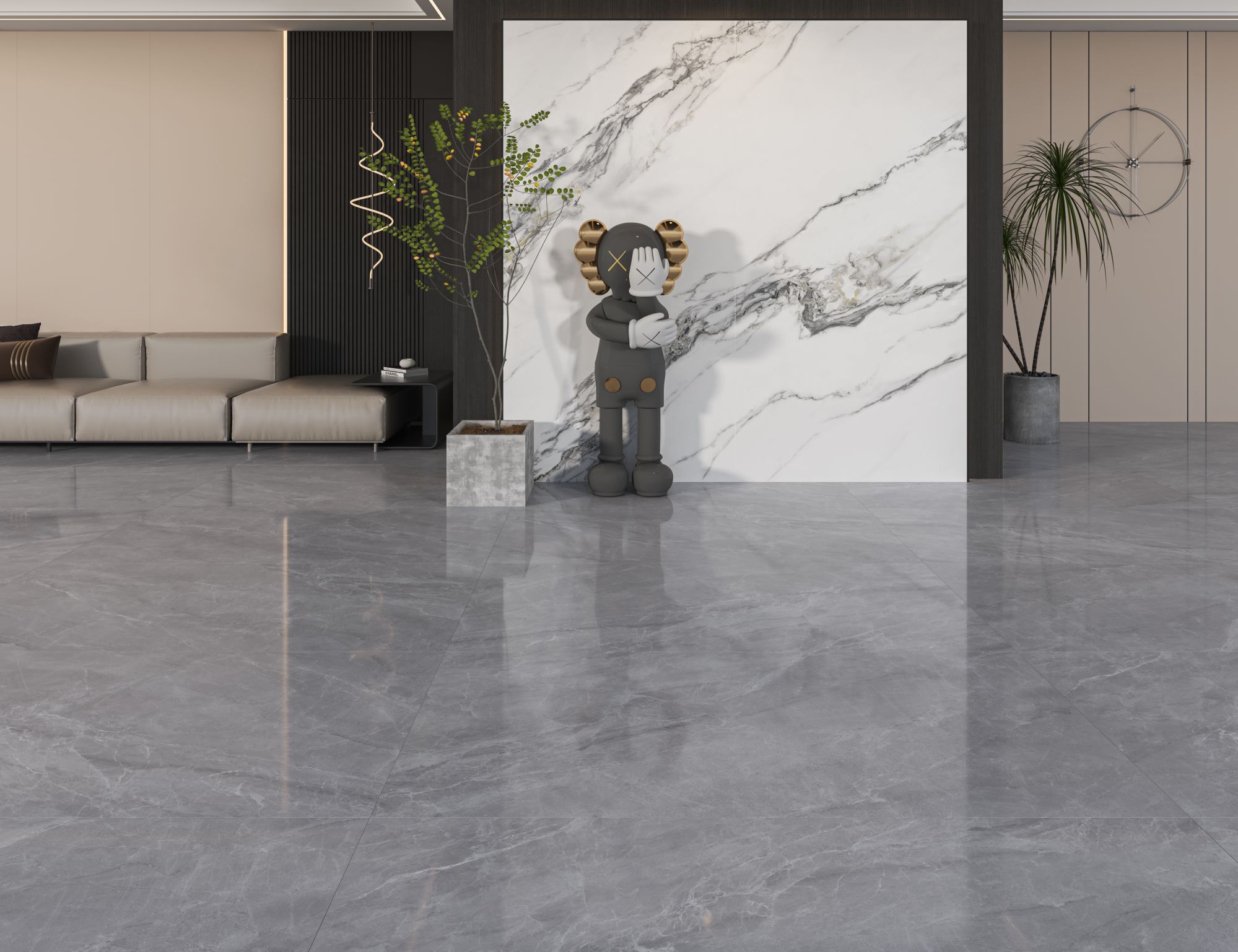 Bichner Dark Gray-Glossy Porcelain Slab